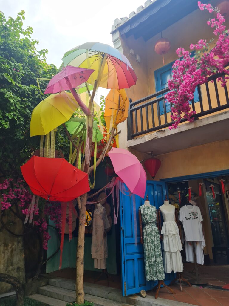 Ba Na Hills Cable Car Station colorful umbrella display